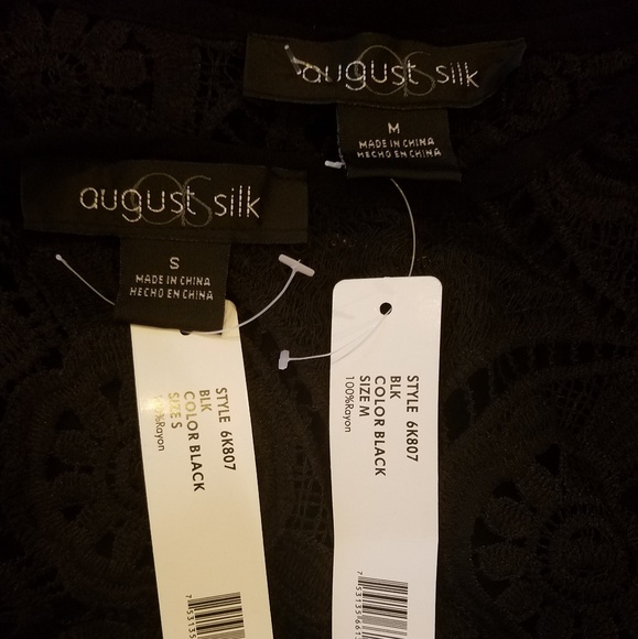 🛍August Silk Black Laced Vest Short Sleeve S, M - Picture 5 of 8